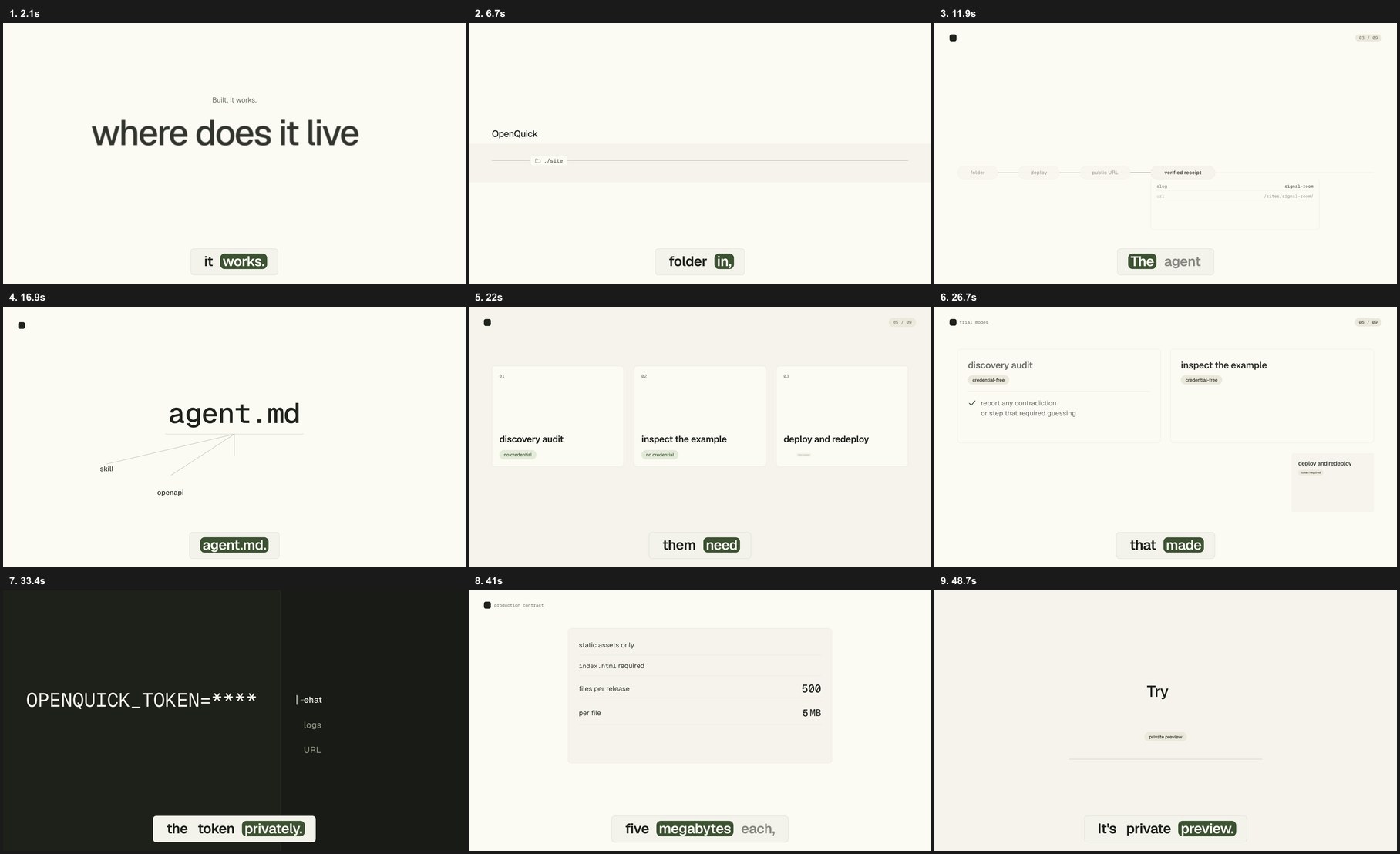 Contact sheet of the video's frames